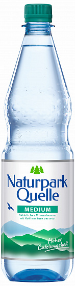 Вода минеральная природная питьевая столовая газированная Naturparkquelle Mineralwasser Medium, 1,0л ПЭТ